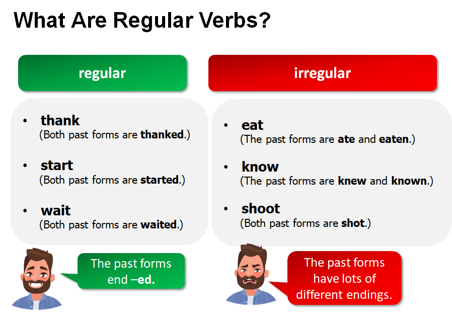 Cách dùng động từ có quy tắc (Regular Verbs) và bất quy tắc (Irregular Verbs) trong tiếng anh