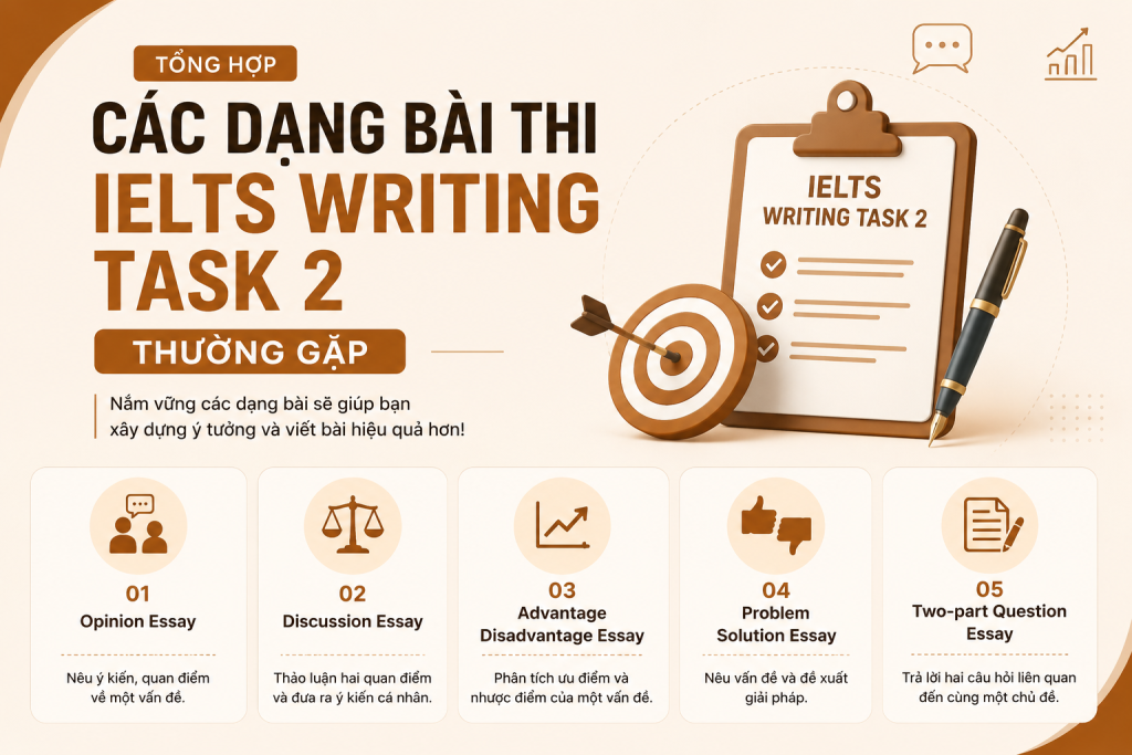 Các dạng bài thi IELTS WRITING TASK 2 thường gặp