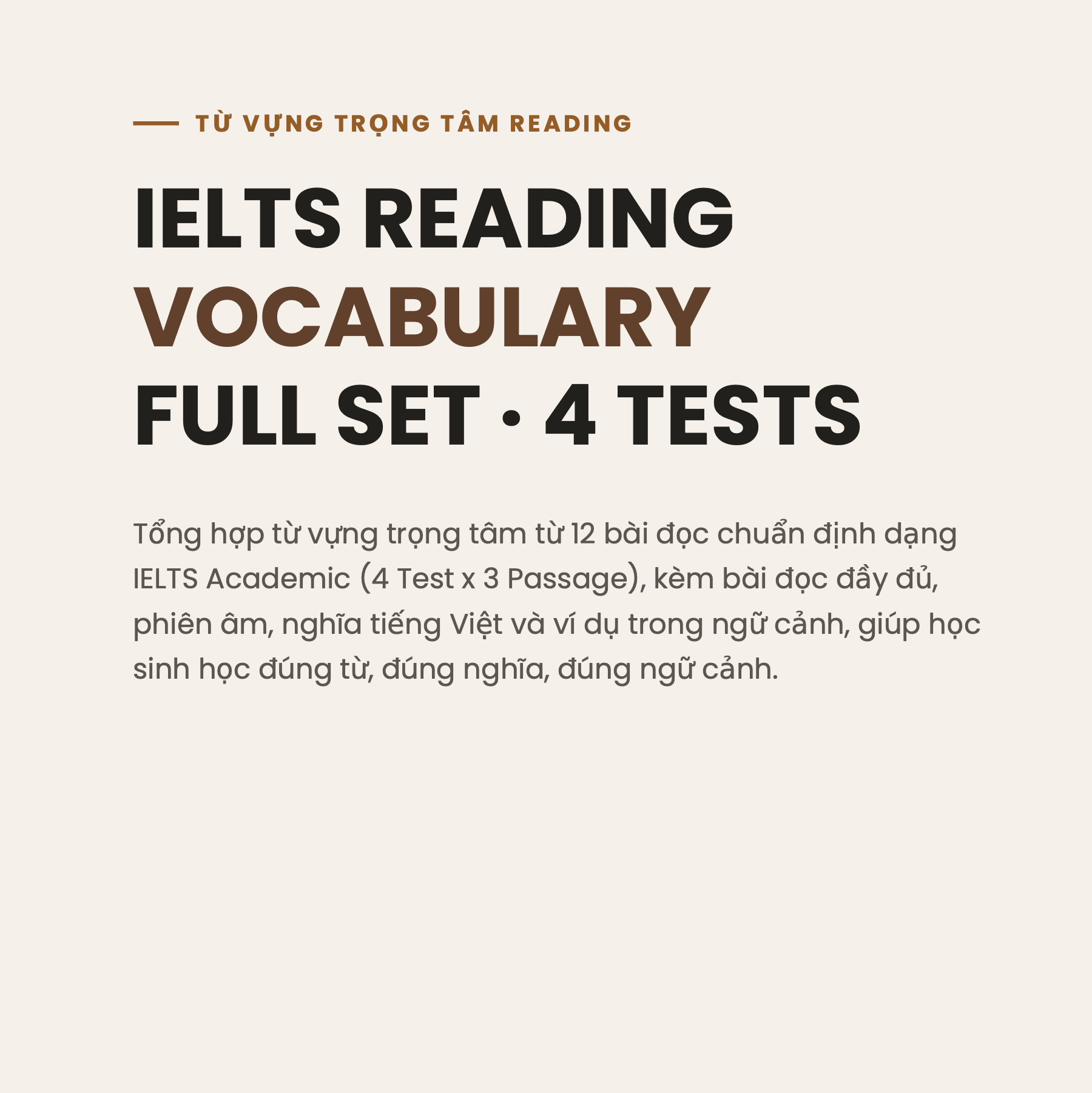 PDF từ vựng IELTS Reading gồm 4 test và 12 bài đọc Academic