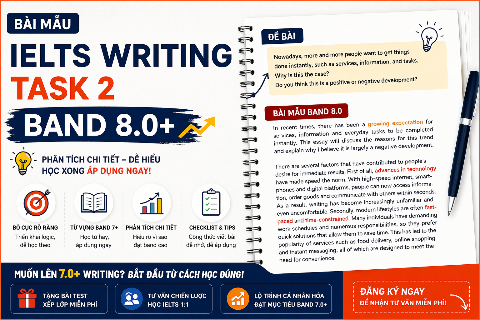Bài mẫu IELTS Writing Task 2 band 8.0 - phân tích dễ hiểu
