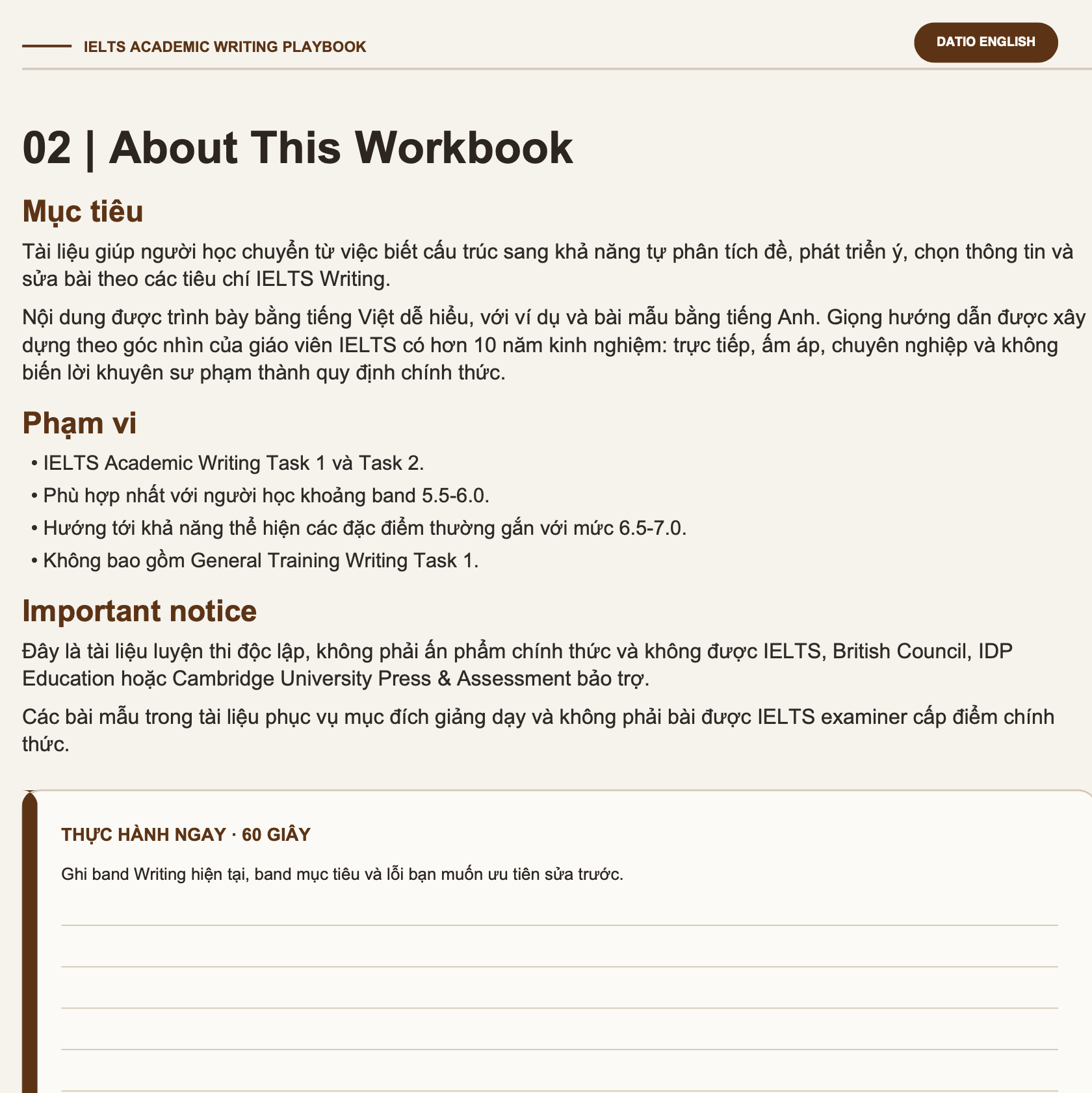 Giới thiệu nội dung IELTS Academic Writing Playbook cho Task 1 và Task 2