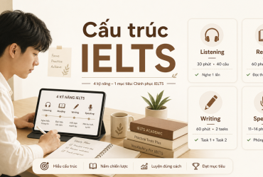 Cau truc bai thi IELTS gom Listening Reading Writing Speaking