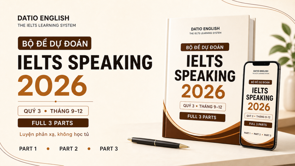 Cập nhật bộ Forecast IELTS Speaking Quý 3/2026: topic Part 1, cue card Part 2, Part 3 và bài mẫu.