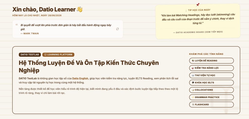 Datio TestLab - Nền tảng luyện tập tiếng Anh của Datio English