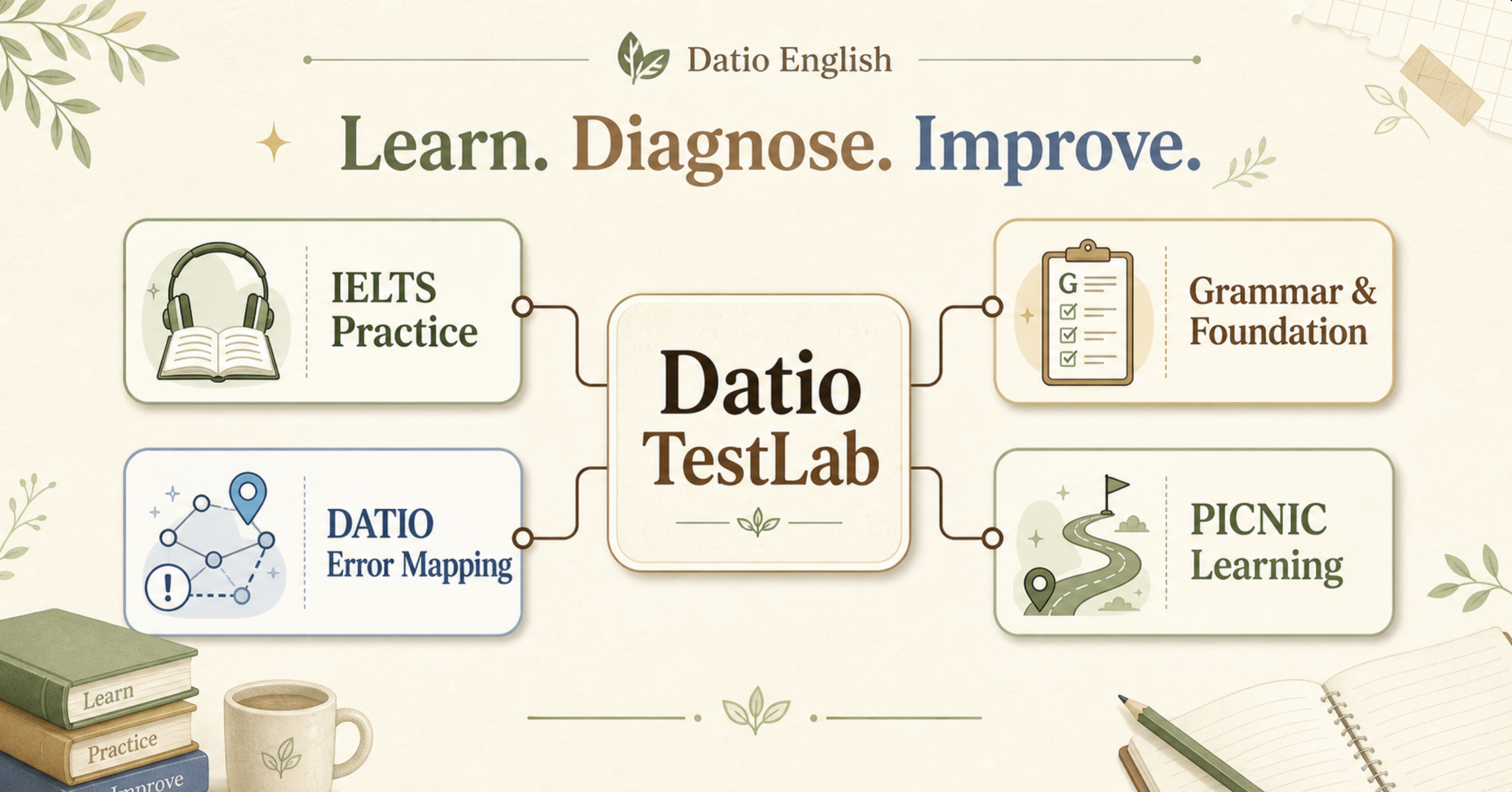 Hệ sinh thái Datio TestLab kết nối luyện tập Error Mapping PICNIC và test trình độ IELTS