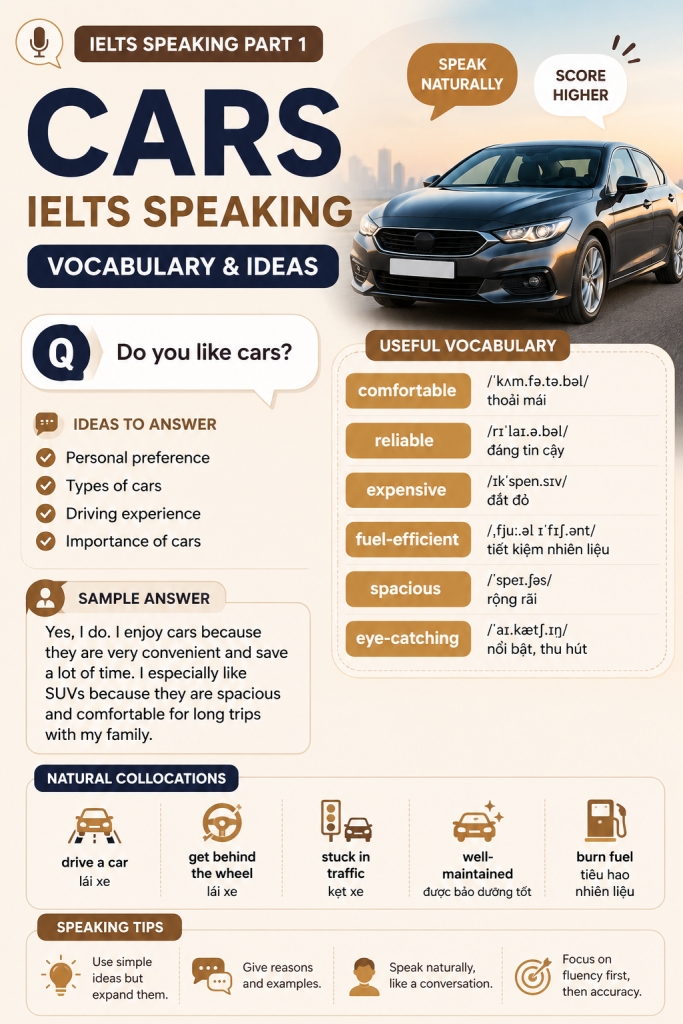 ielts speaking vocabulary cars