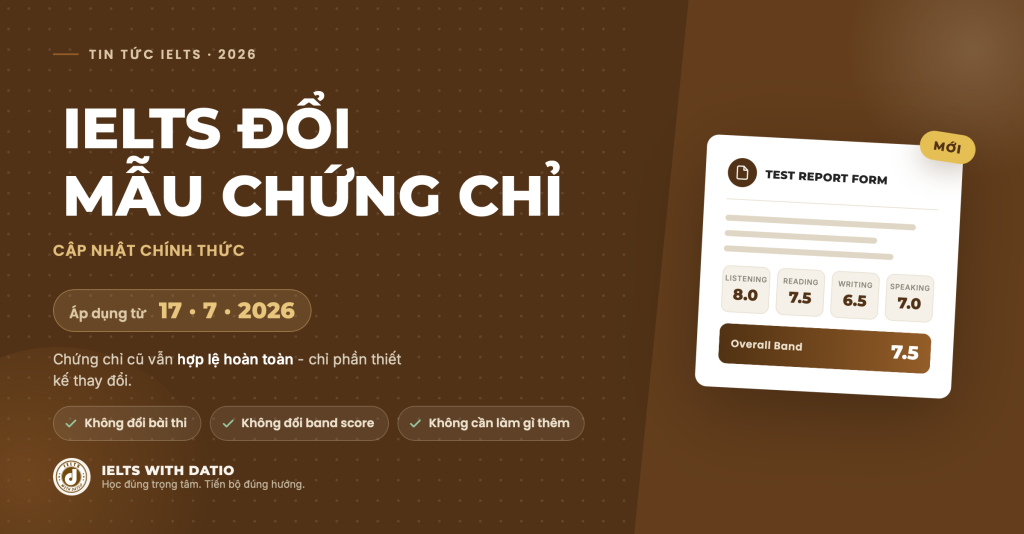IELTS thay đổi mẫu chứng chỉ TRF từ 17/7/2026 những điều cần biết