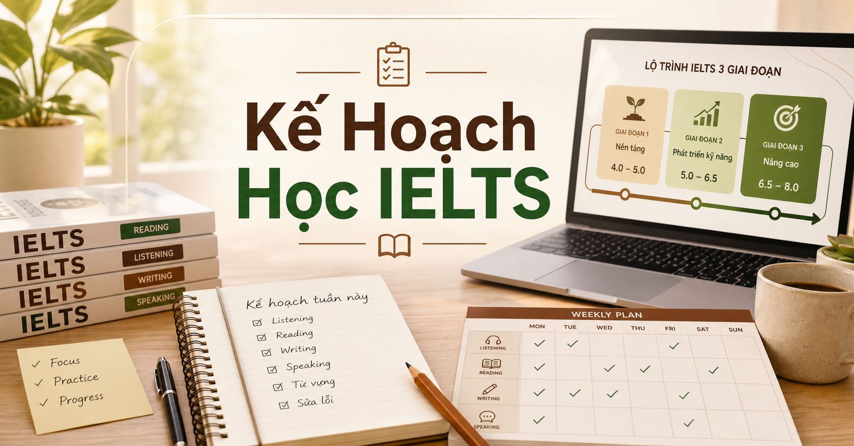 Kế hoạch học tập IELTS chi tiết theo từng trình độ từ 4.0 đến 8.0