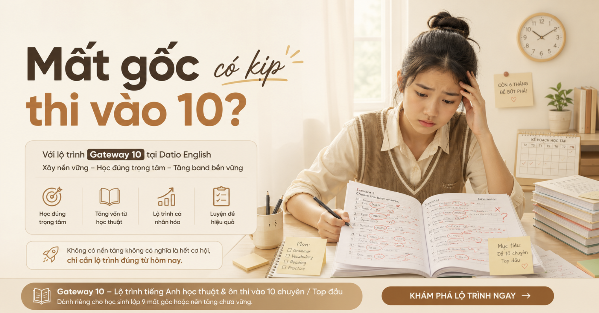 Học sinh lớp 9 mất gốc tiếng Anh có kịp thi vào 10 không
