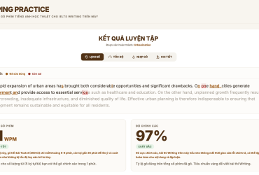 Lịch sử lỗi gõ khi luyện gõ máy nhanh thi IELTS trên công cụ Typing Practice của Datio English