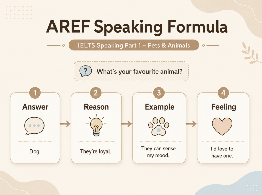 Cong thuc AREF cho Pets and Animals IELTS Speaking Part 1
