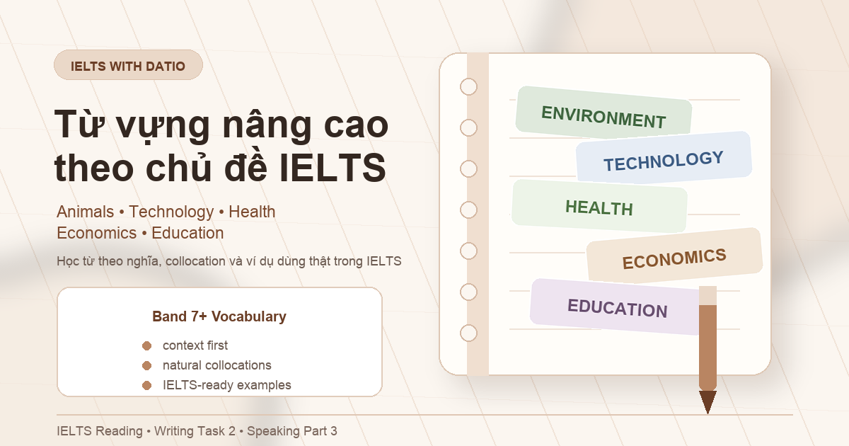 Từ vựng nâng cao theo chủ đề IELTS cho Reading Writing Speaking